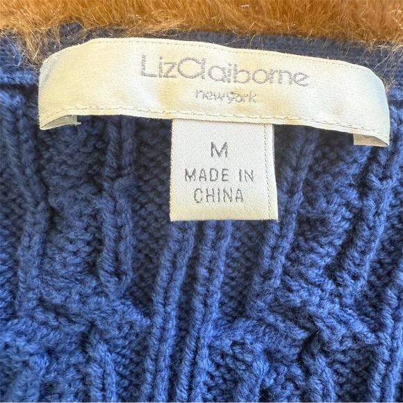 Liz Claiborne Full Zip Cable Knit Sweater Vest With Faux Fur Collar Size M - Picture 3 of 4